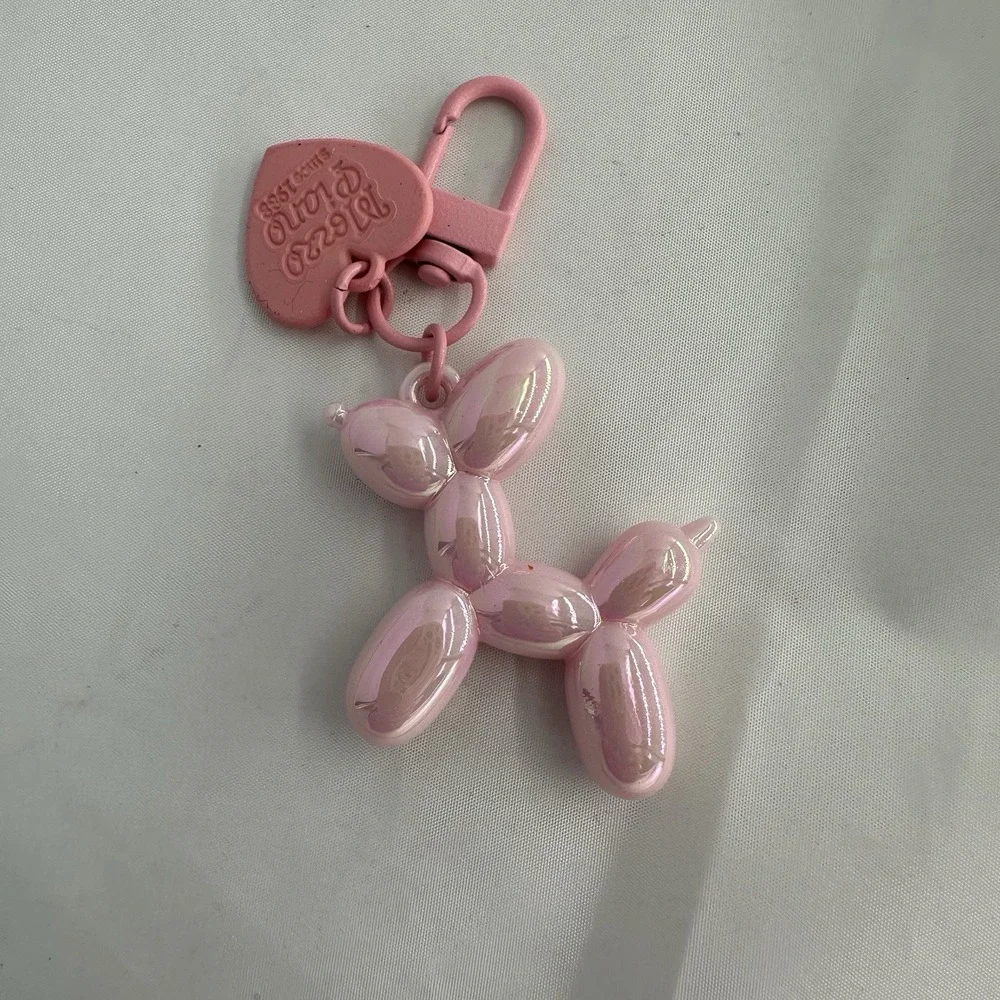 Balloon Dog Keychain Punk for Women Bag Pendant Jewelry Light Pink New